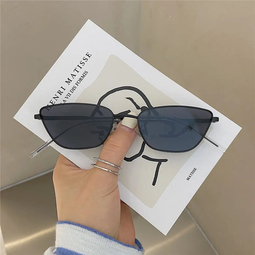 Cat Eye Sunglasses for Women Vintage Square Metal Frame